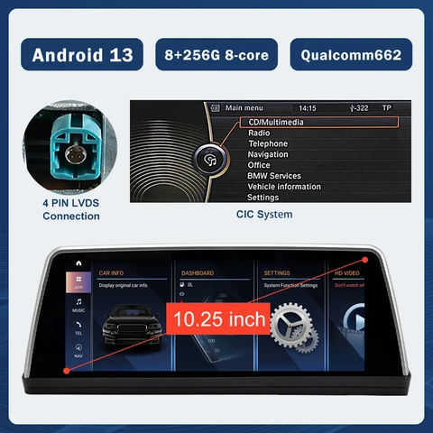 Головное устройство на Android 13 для BMW 5 серии E60 E61 2005-2010 система CCC CIC с GPS-навигацией, мультимедийный сенсорный экран