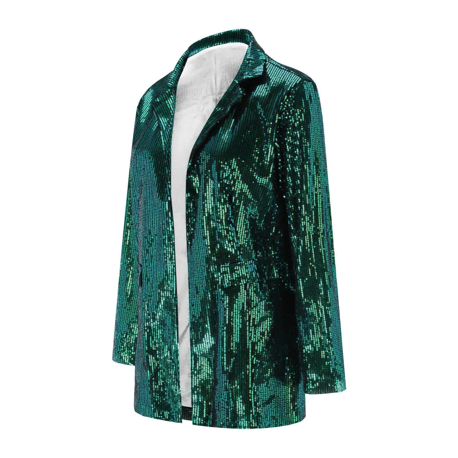 Женский пиджак с длинным рукавом элегантный облегающий карманами и блестками в