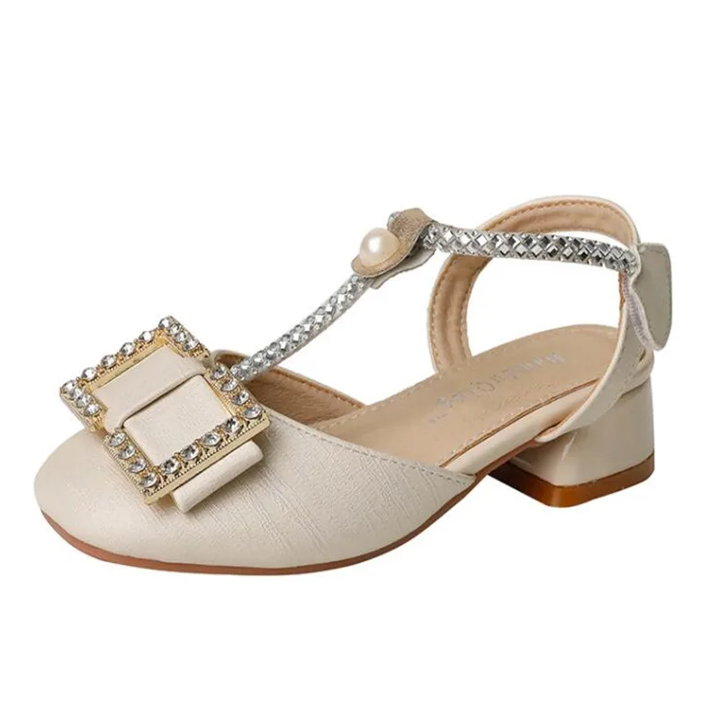 

Туфли на высоком каблуке для девочек, детская обувь для средней школы, сандалии с мягкой подошвой для выступлений