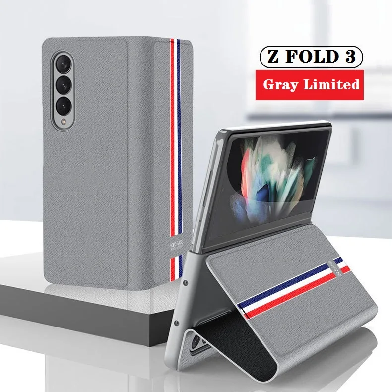 

Магнитный чехол-книжка для Samsung Z Fold 3, роскошный кожаный полноразмерный противоударный чехол для Samsung Z Fold 3