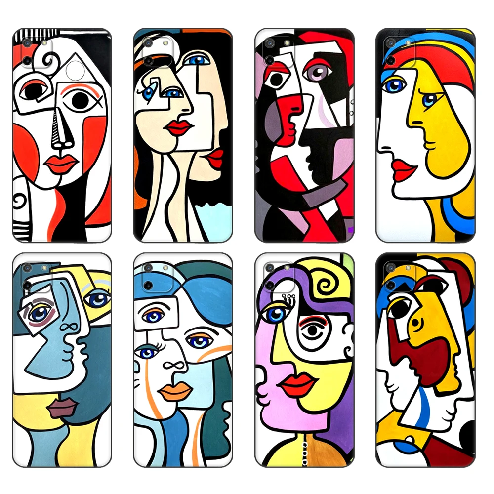 

Black tpu Case For OPPO Realme C11 Case For Realme C 11 RealmeC11 Back RMX2185 Case Cover Bumper Picasso abstract Art painting