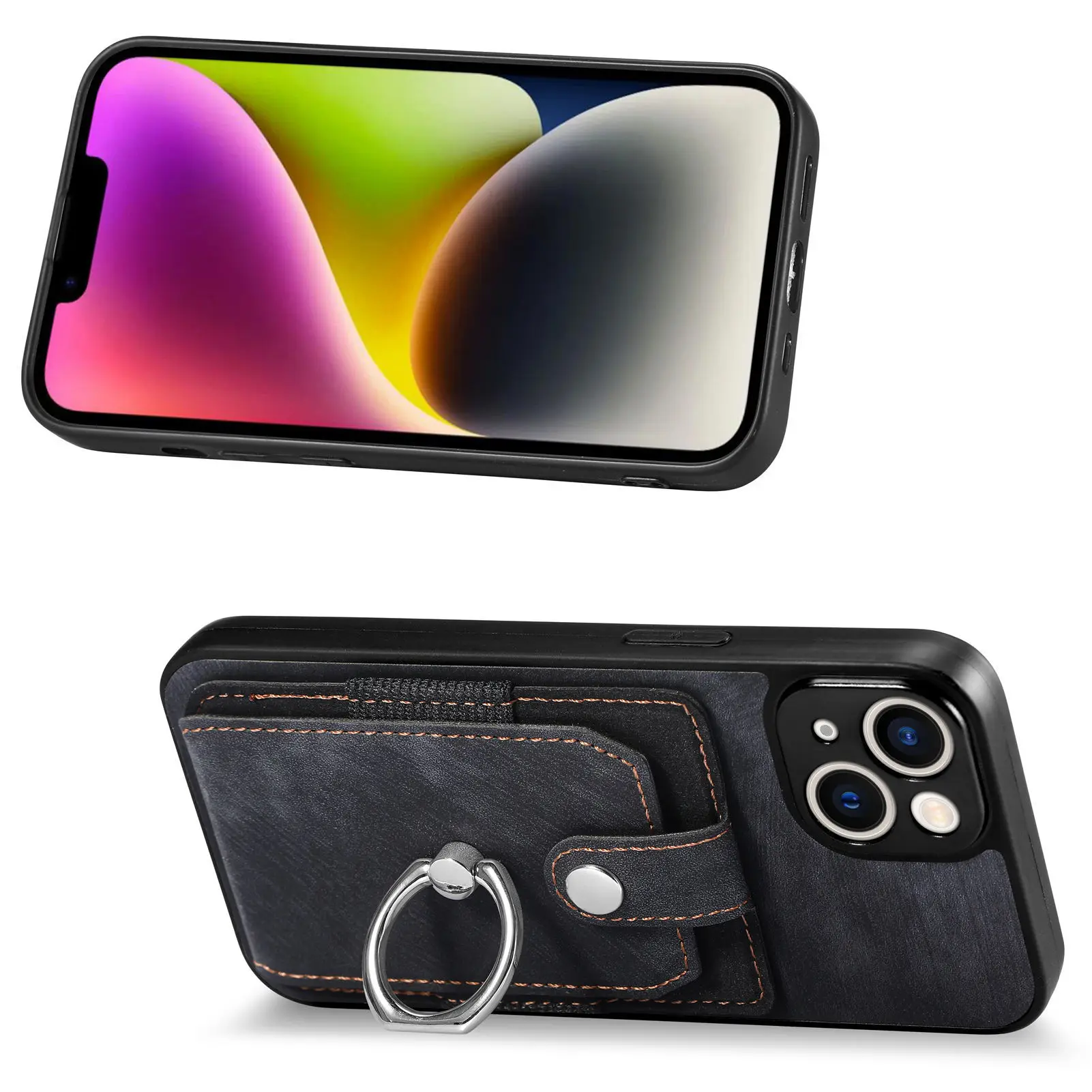 Кожаный чехол в стиле ретро с кольцом на палец для Xiaomi Poco X6 Pro M5 F5 X5 X4 X3 NFC M4 M3 F3 C31