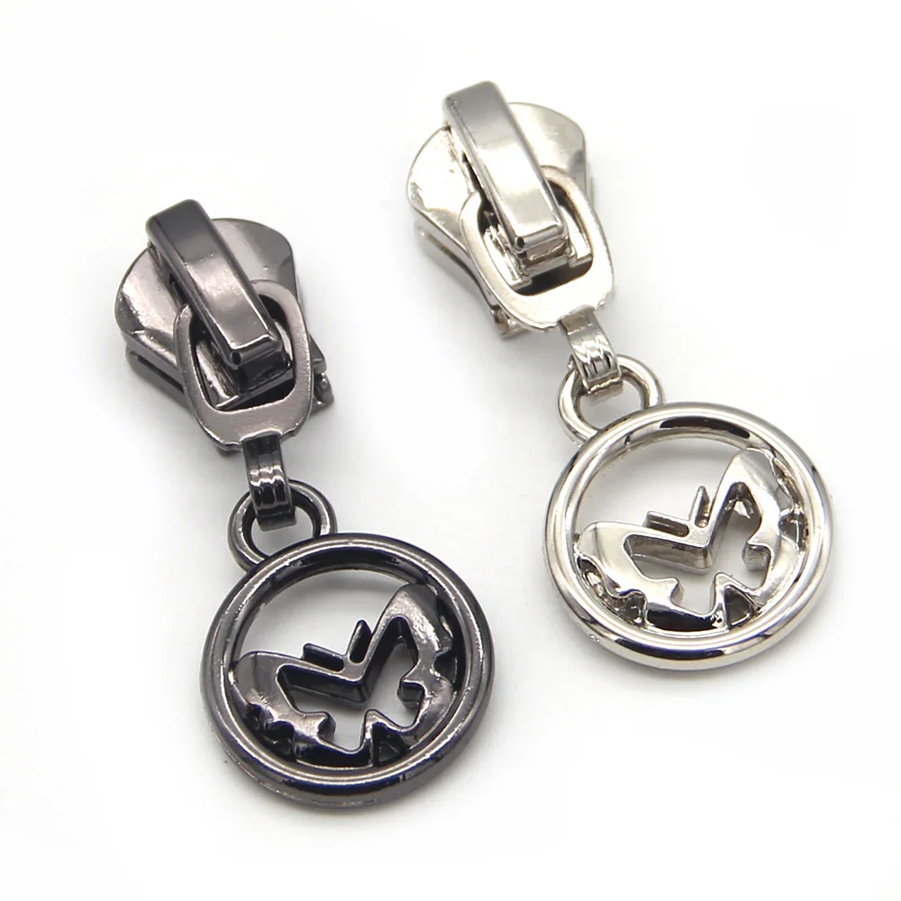 

20PCS/LOT, Lovely 5# Zipper Slider with Round Butterfly Zipper Pull for Fashion Garment Handbags DIY Goods