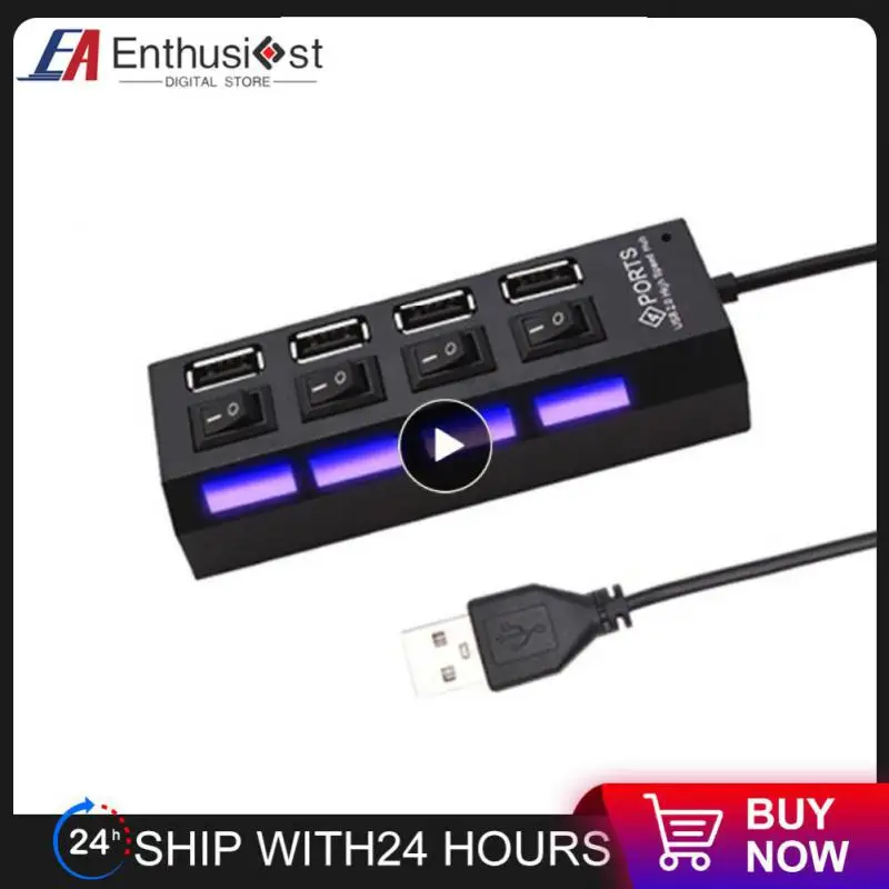 

2/4/6PCS USB2.0 Hub USB Hub 2.0 Multi USB Splitter Hub Use Power Adapter 4/7Port Multiple Expander USB2.0 Hub With Switch 30CM