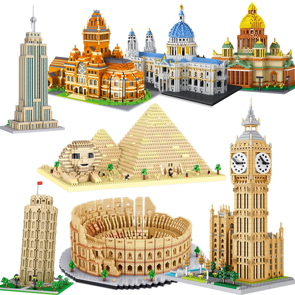 

City Architecture Big Ben Paris New York Empire State Building Blocks Brick Tower Church University Model Construction Toys