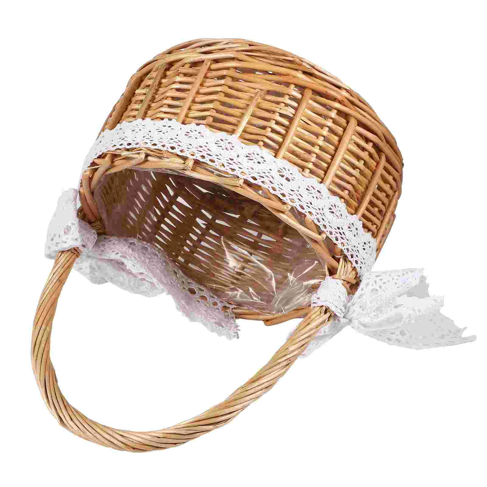 

Basket Wicker Woven Eggs Candy Willow Decorative Designwoven Lace Storage Organizer Sundries Planter Picnic Hanging Handwoven