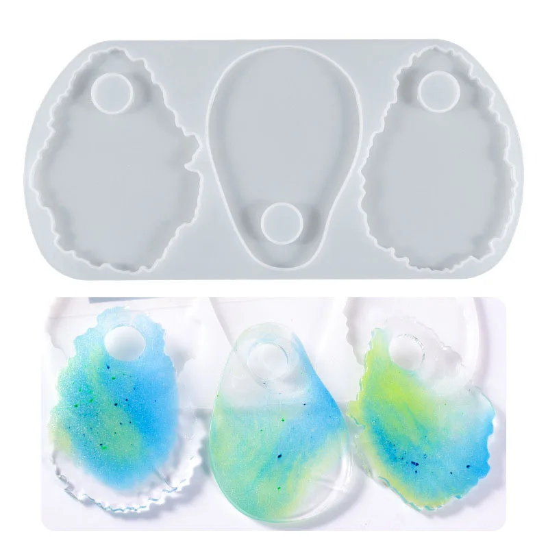 

DIY Crystal Epoxy Resin Mold Irregular Wave Lace Big Tag Pendant Silicone Mould