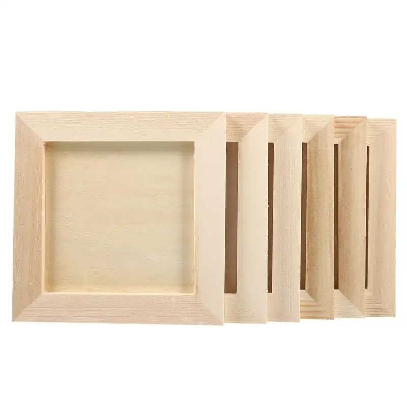 

6Pcs DIY Blank Wooden Photo Holders Children DIY Clay Photo Frames for Home