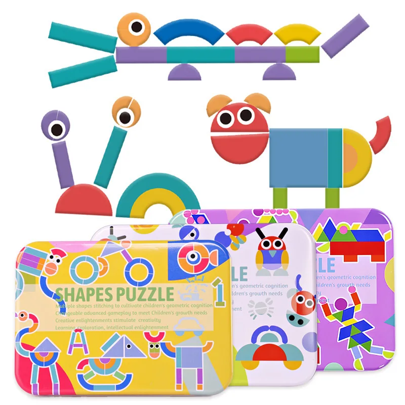 

Creative 3D Puzzle Montessori Kids Wooden Toys Geometry Shape Wooden Jigsaw Pattern Puzzle Educational Toys for Children Gifts
