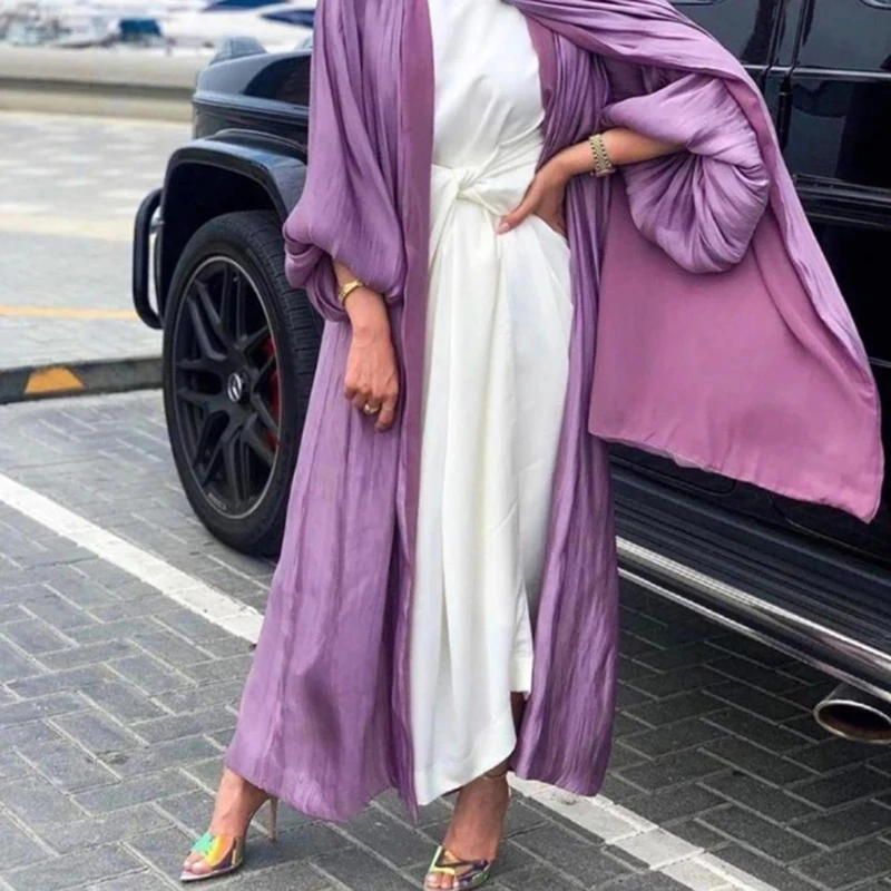 Abaya мусульманское женское платье Eid Djellaba Дубай Модный Блестящий хиджаб с пышными