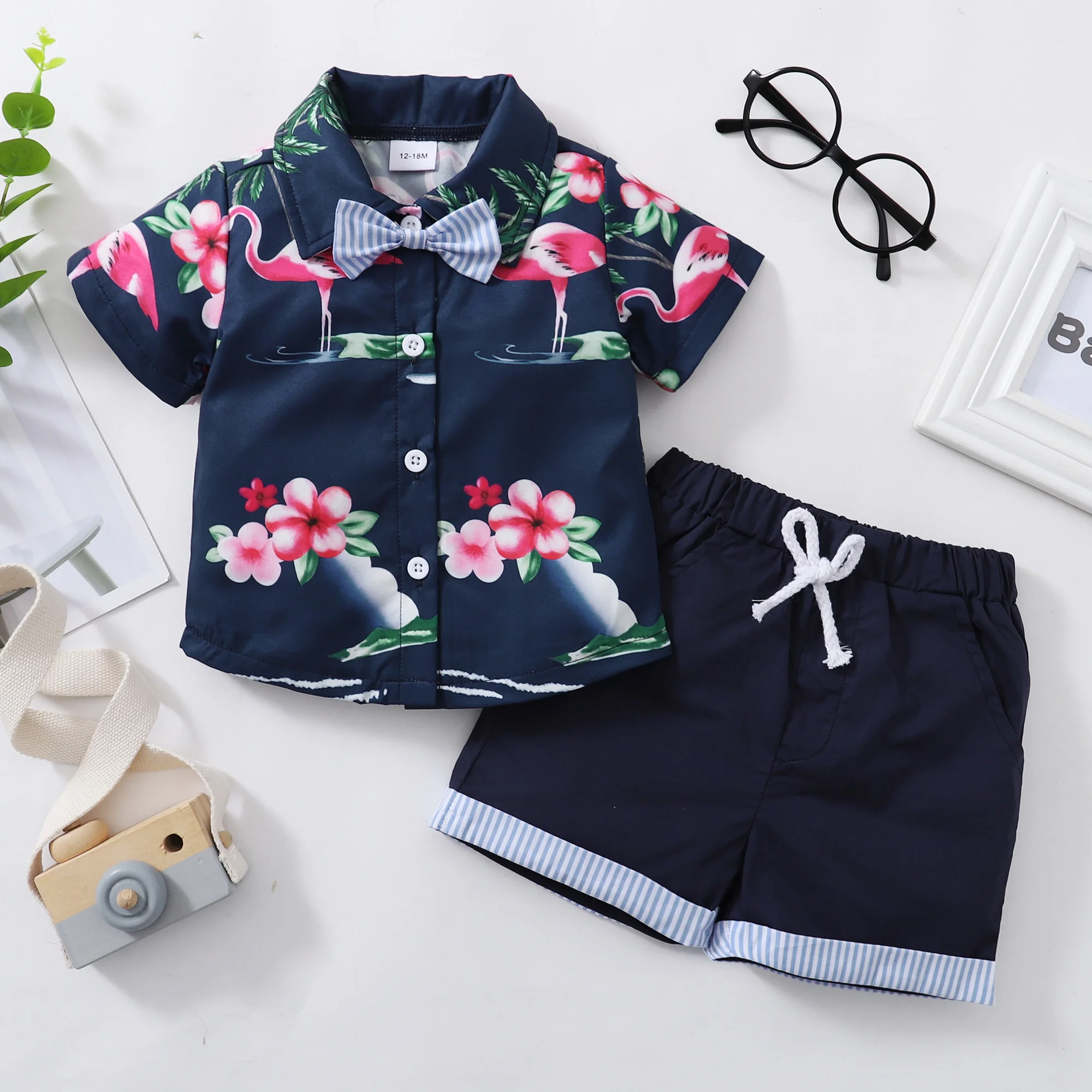

Child Boy Summer Fashion Costume Suit Floral Short Sleeves Top Suit Kids Boy 2022 Fashion Outfit Set Toddler Baby Boy Clothing