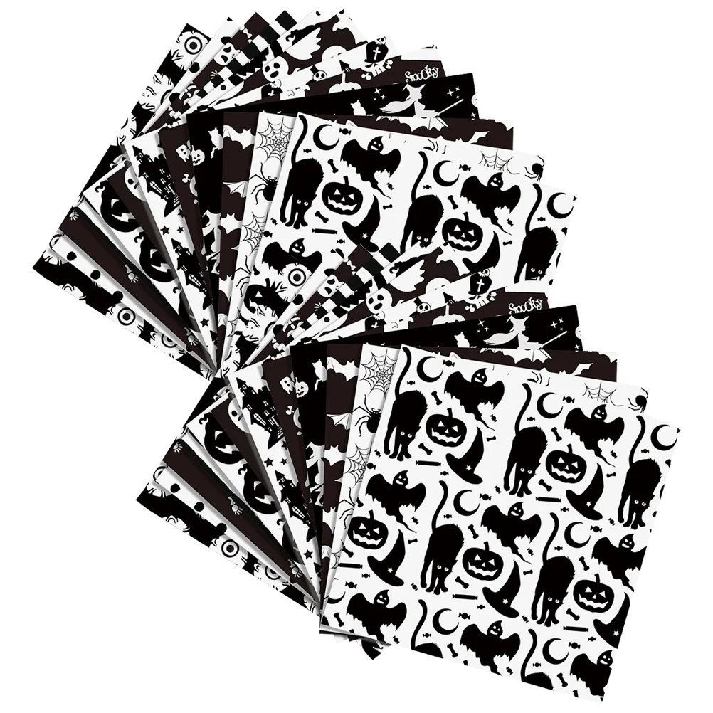 24 листа черно-белые принадлежности для Хэллоуина материал справочника бумага