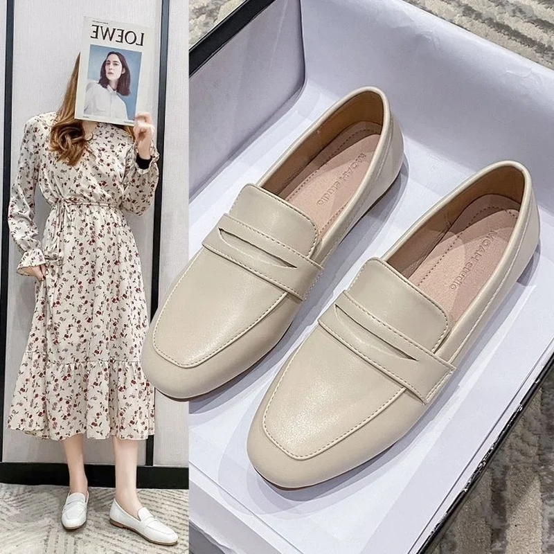 High Quality Soft Leather Fashion Loafers Shoes Flats Small Leather Shoes Comfortable All-match Casual Shoes Korean Ladies Shoes