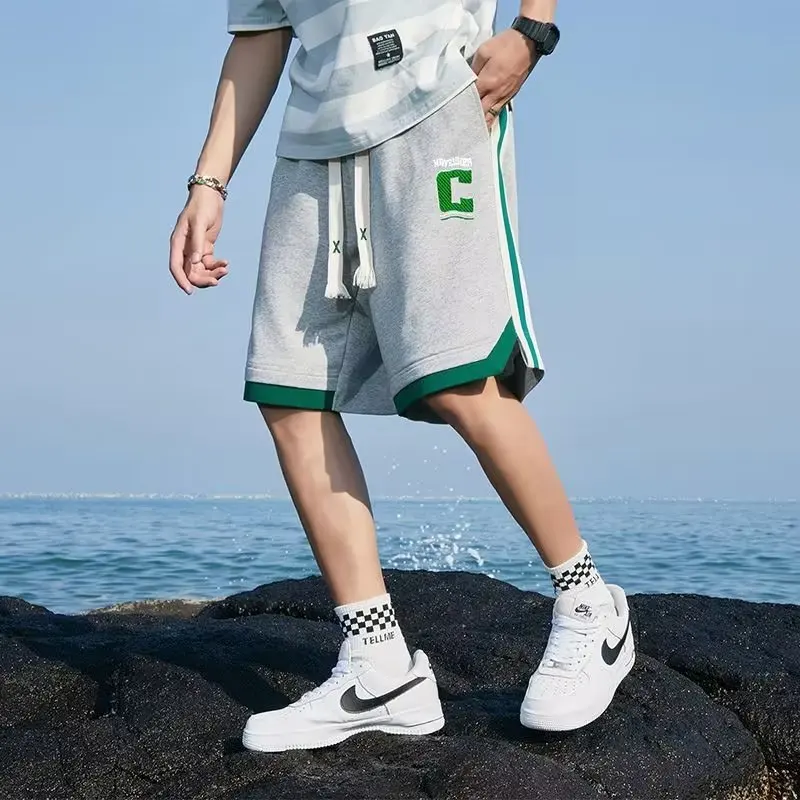 

Summer Color Contrast Patchwork Casual Shorts Men's Fashion Brand Sports Fifth Pants Fitness Basketball Trendy Straight Loose