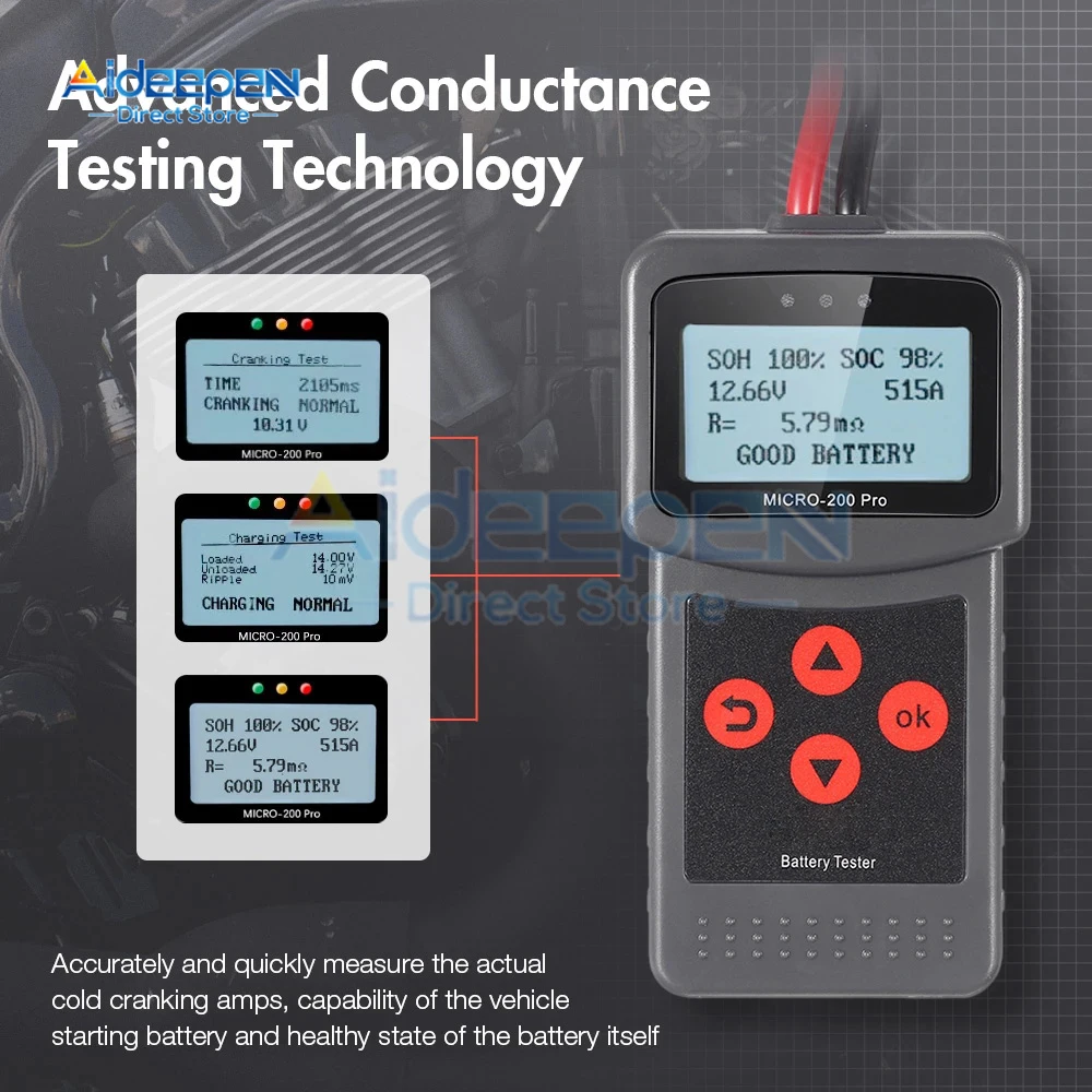 Тестер емкости аккумуляторов Micro 200 Pro, 12 В/24 В