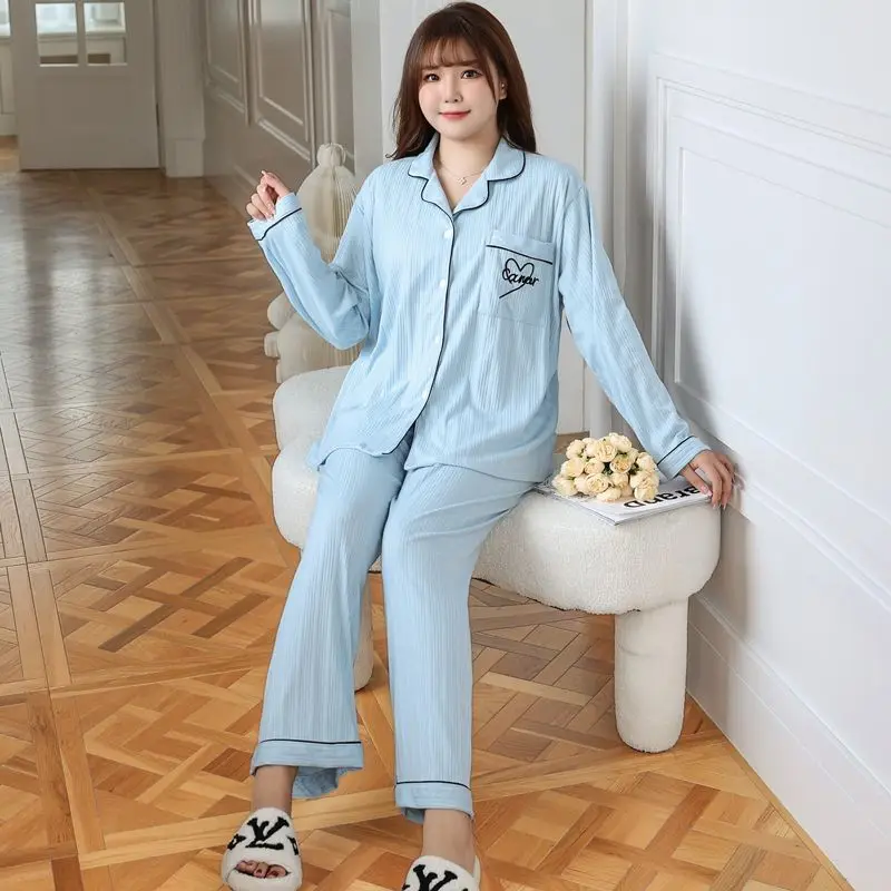 2023 Heavy fertilizer increased pajamas female code 200 g fat mm age season thin maternity clothes household to take