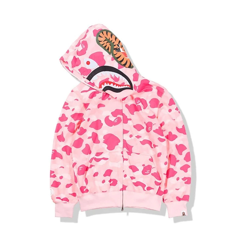 

2022 Fashion Camouflage Couples Wear Hoody Casual Cardigan Hooded Bapes Shark Coat Streetwear Men Jacket Thin sunscreen clothing