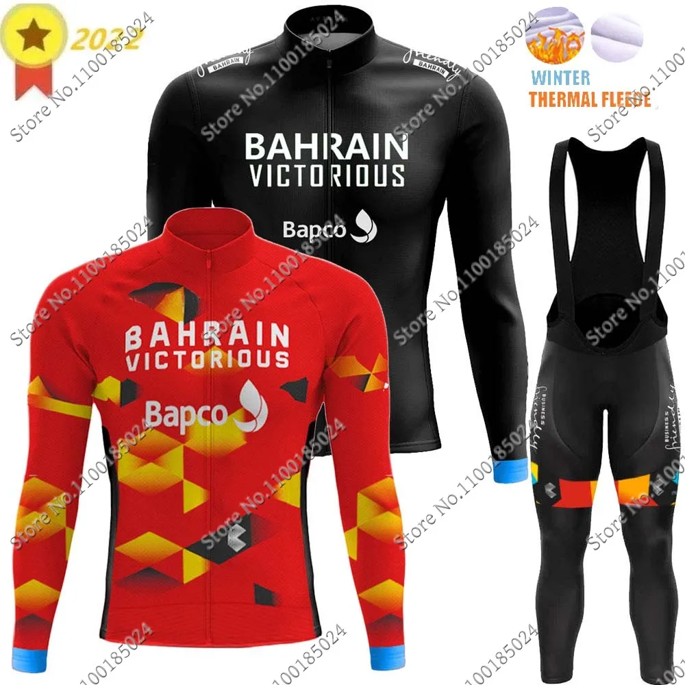 

Костюм 2022 Бахрейн викториозная команда Велоспорт Джерси комплект Мужская зимняя одежда с длинным рукавом костюм горный велосипед Дорожные...