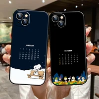 cartoon snoopy phone case for funda iphone 13 11 pro max 12 mini x xr xs max 6 6s 7 8 plus se 2020 coque etui soft black