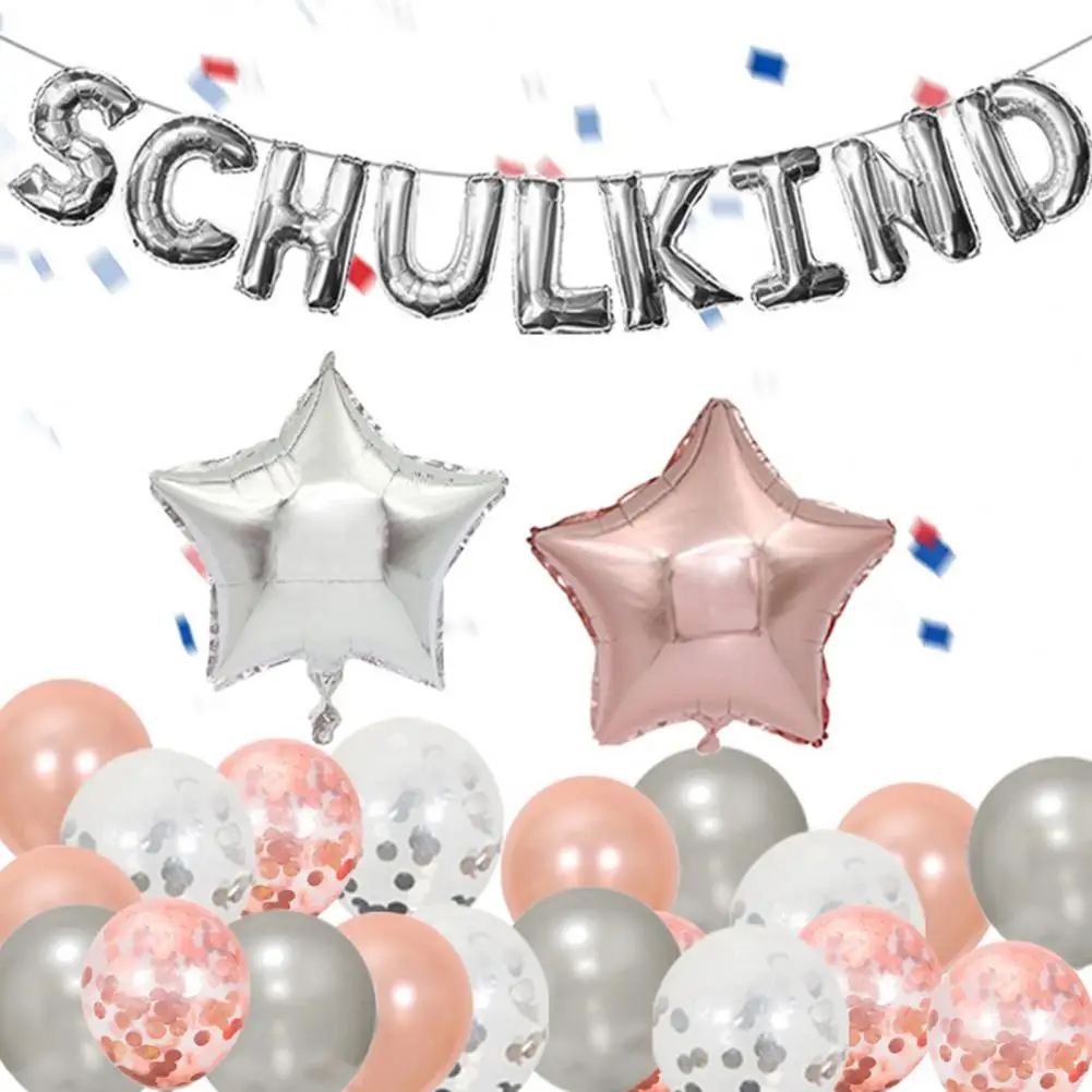

Schulkind Balloon Kit with Ribbon School Opening Ceremony Decorative Star Shape Sequins Decor Balloons Set Party Supplies