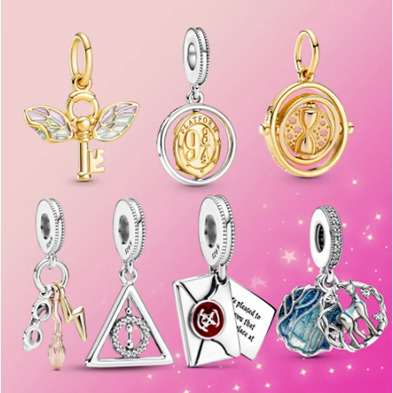 

2022 New 925 Sterling Silver Spinning Dangle Charm Winged Key Pendant Charm Fit Original Pandora Bracelet Women Jewelry Gift