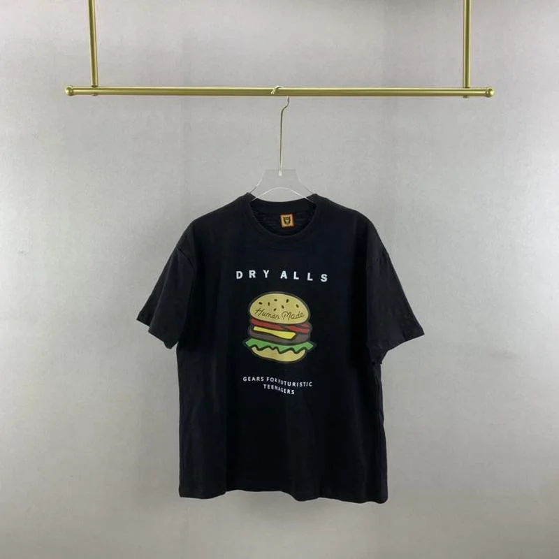 

22SS Foam Burger Letter Print HUMAN MADE T Shirt Men Women EU Size 100% Cotton HUMAN MADE Top Tees High Street Summer Berserk