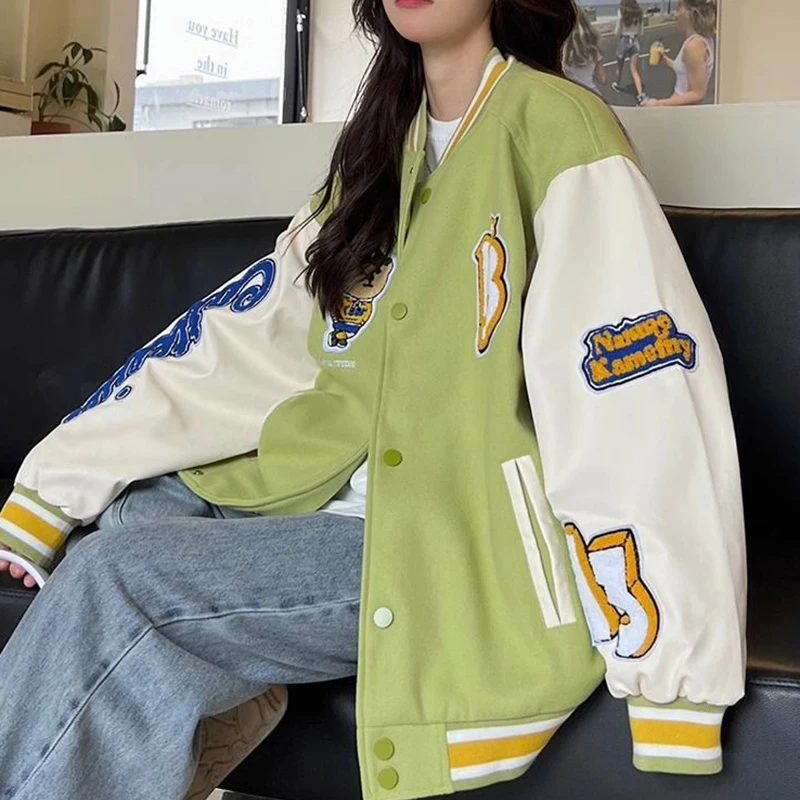 Американская бейсбольная форма женская винтажная свободная осенняя куртка с