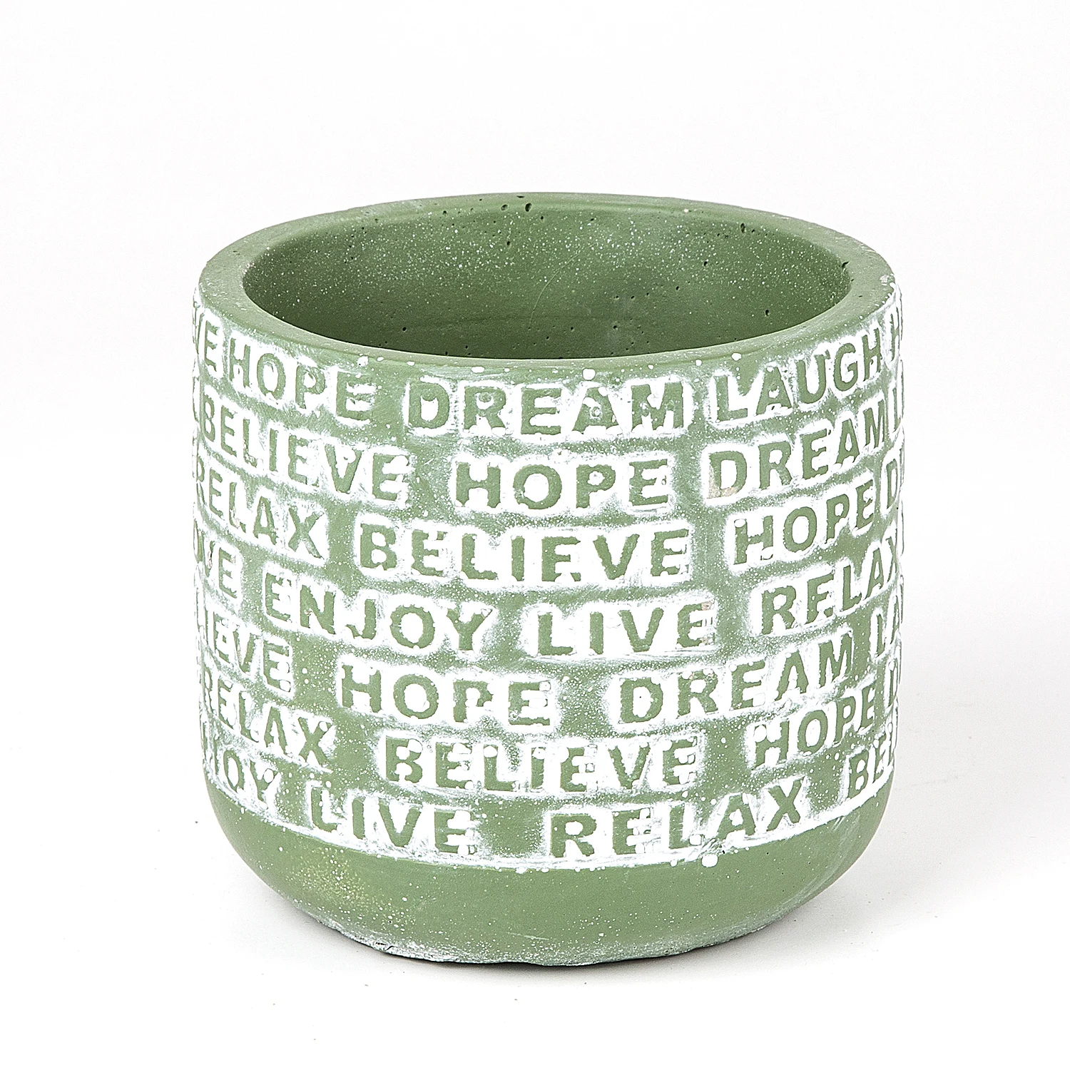 

Sonseries бетонный зеленый/белый цветочный горшок с узором для письма 15x13 см