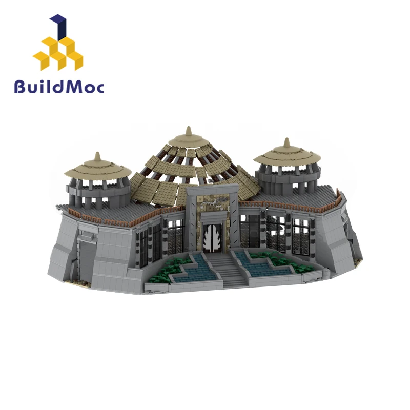 

MOC Dinosaur Paradise Visitor Center Building Blocks Kit Central Jurassic Architecture Bricks Toys For Children Birthday Gifts