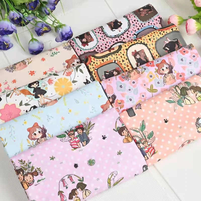 Хлопчатобумажная ткань японская мультяшная кавайная девочка Мой сосед Тоторо