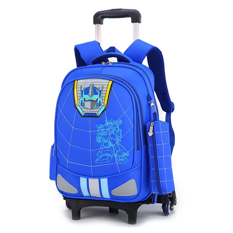 Trolley Wheeled School Bag Primary Schoolbag Grade 3-6 Waterproof Backpacks Ridge Reduction Children Schoolbags with Pencil Case