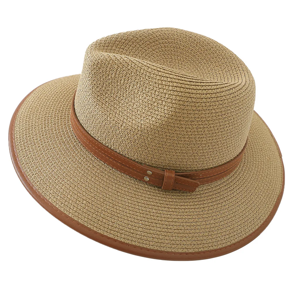 

Summer British women's straw hats Retro Jazz Seaside Travel Sun Hat Wide Brim Panama Hat Fedora