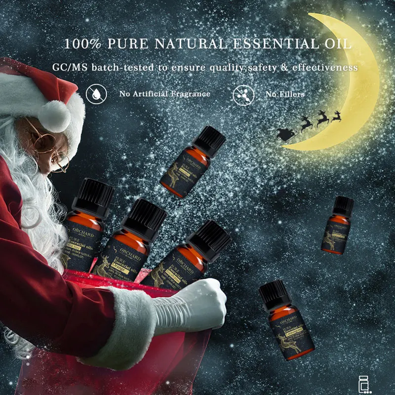 

New Christmas Essential Oil Gift Box Pure Natural Lavender Eucalyptus Sweet orange Spa Head Treatment Aromatic Body EssentialOil