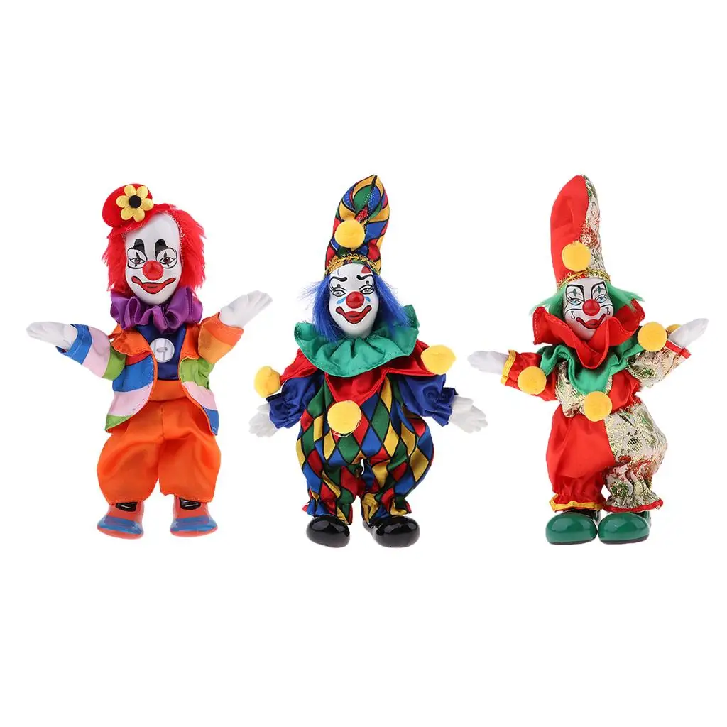 

3pcs 18cm Delicate Porcelain Clown Jester Colorful Costume DIY Items