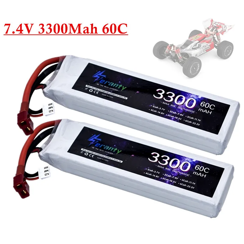 

2S 7.4V LiPo Battery 3300mAh 60C For Car RC Drone Helicopter Drone Boat Airplane Quad Car Model With Deans XT30 XT60 Connector