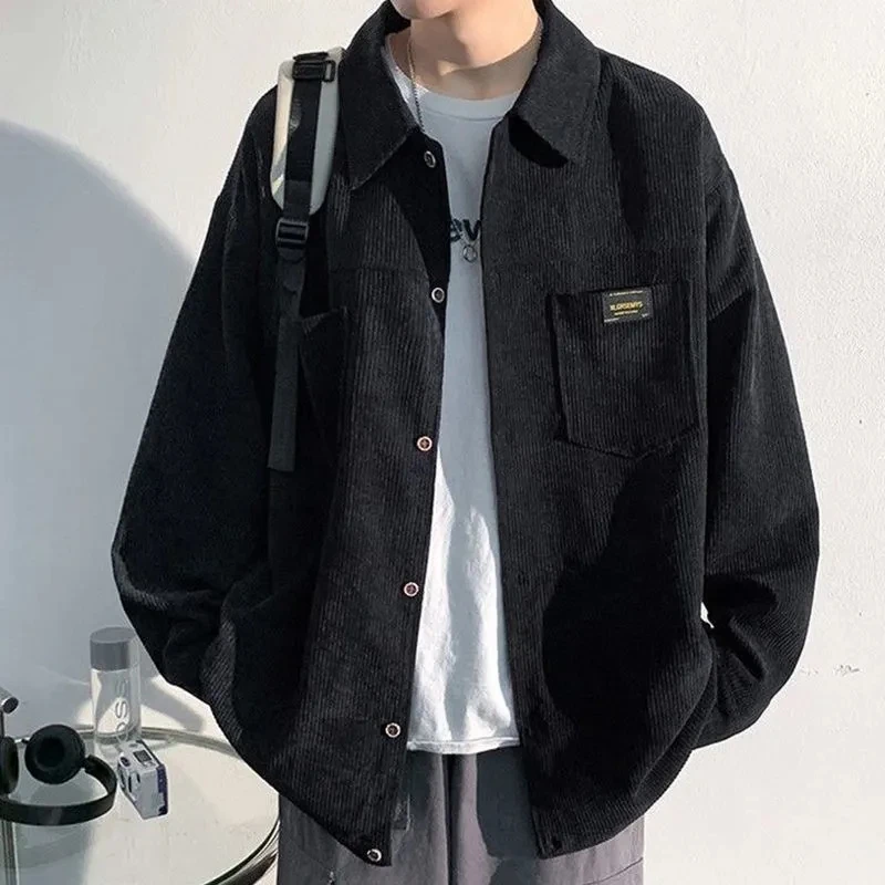 Spring Autumn Winter Fashion Man Solid Casual Corduroy Shirt Men's Loose Tess Cool Boys All Match Soft Coat