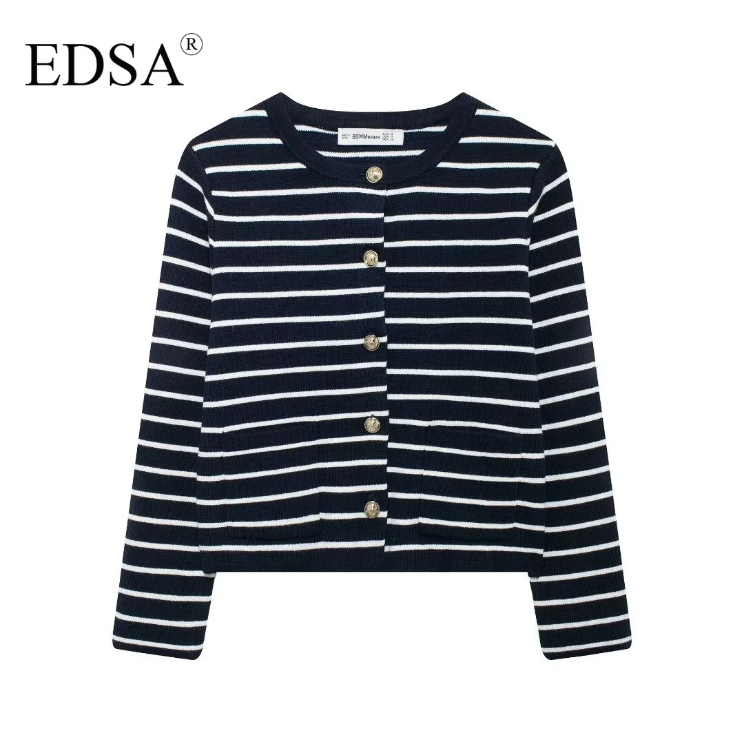 EDSA Женское Трикотажное Платье В Полоску Комплект Из 2 Предметов Кардиган С