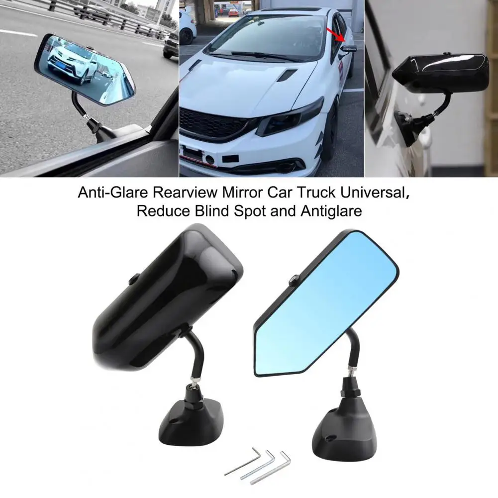 

Rearview Mirror Anti-dazzle Aluminium Alloy Base Modification Clear View Blue Wing Mirror Replacement for Car