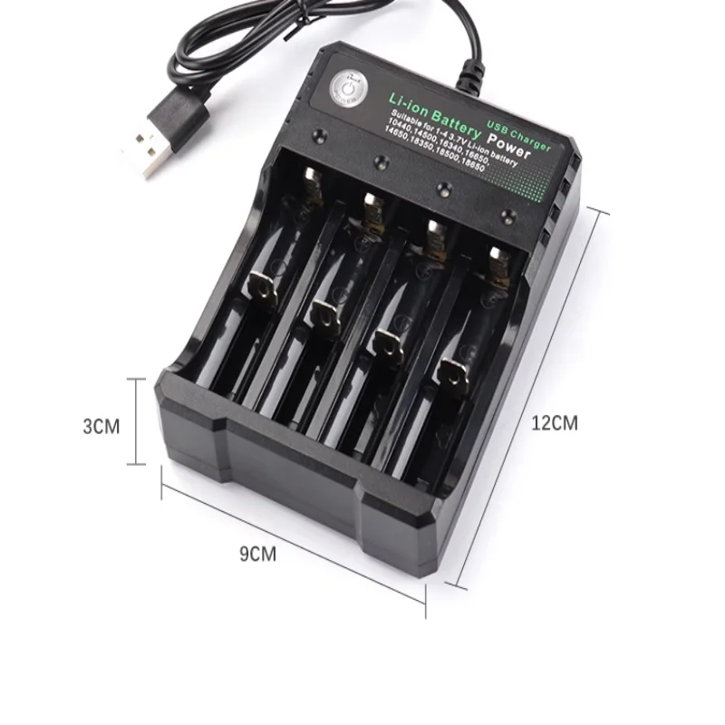 Зарядное устройство 18650 черное 4 слота переменный ток 110 В 220 двойное зарядное для