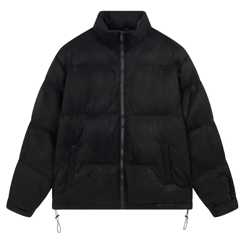 Rainbowtouches Winter Puffer Jackets For Men Women Thicken Down Coat Zip Up Collar Suede Streetwear Solid Color Fashion Parkas