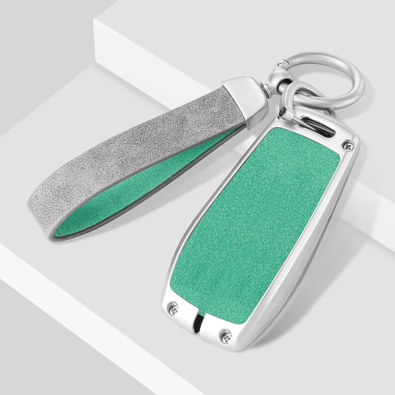 Leather Car Key Case Cover Shell Fob For Mercedes Benz A B C E S Class W204 W205 W212 W213 W176 GLC CLA AMG W177 Auto Keychain