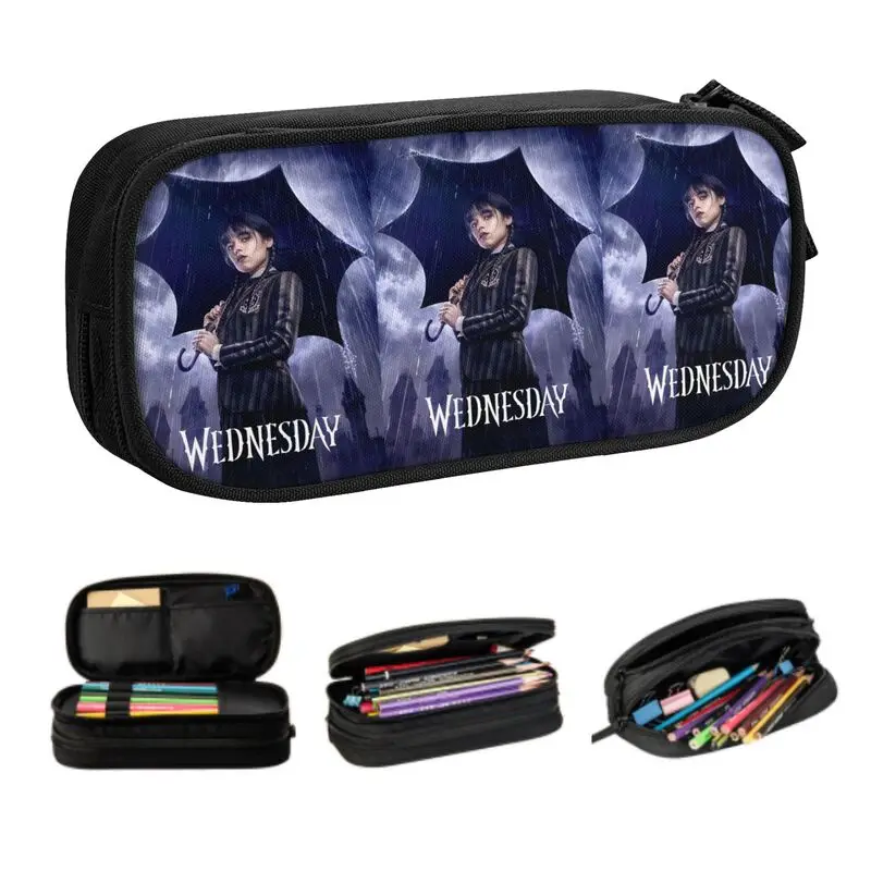 

Customized Wednesday Addams Cute Pencil Case Boy Girl Large Capacity Comedy Horror TV Pencil Bag School Supplies