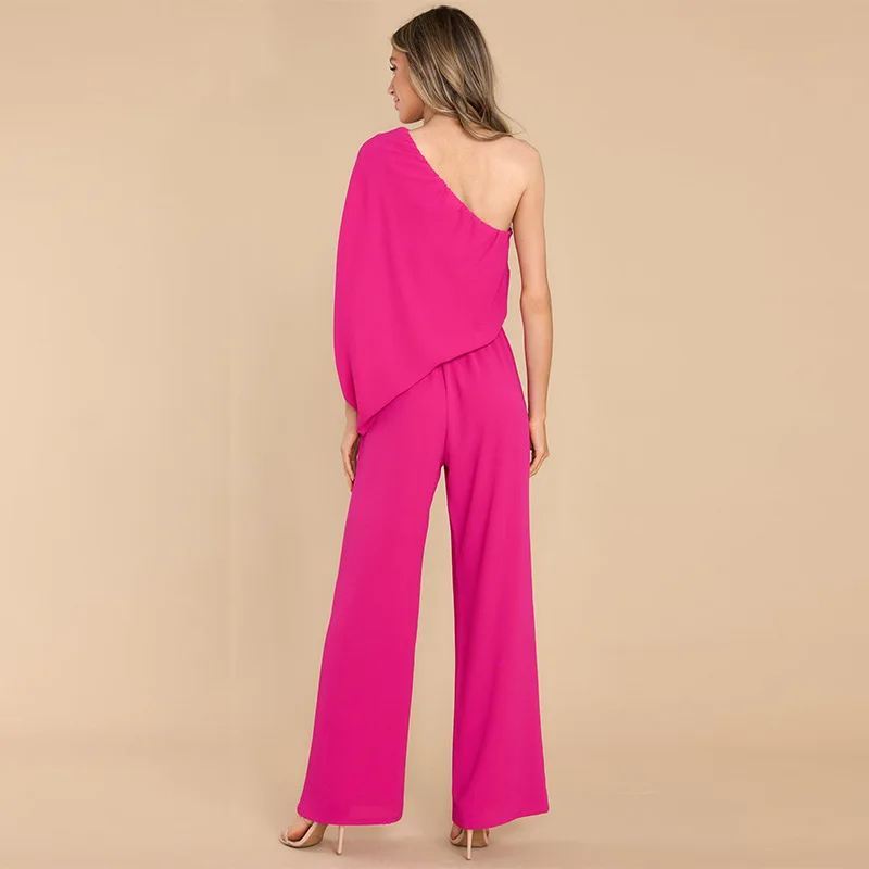 2023 New Summer Women's Bodysuit Women's Fashion Sexy Jumpsuit Loose Oblique Shoulder Asymmetric Fashion Casual Jumpsuit
