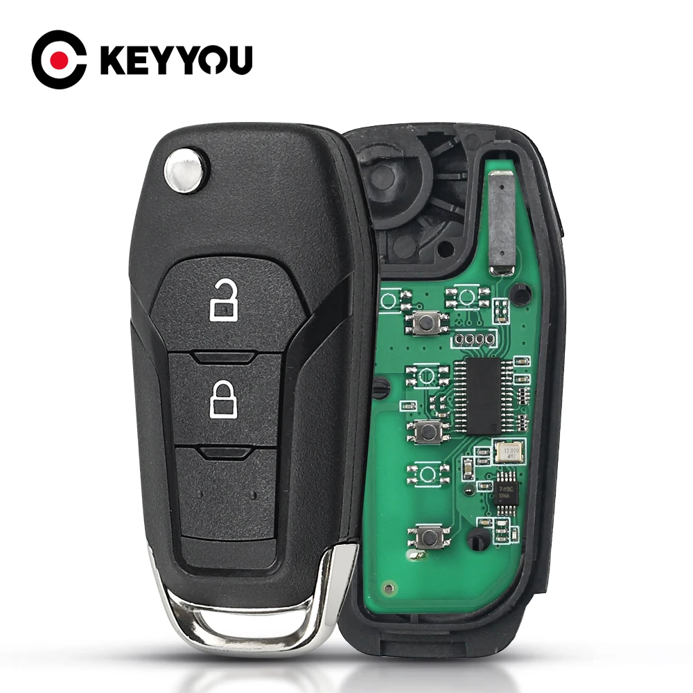 KEYYOU-llave de coche remota para Ford Ranger F150, Chip ID49, 2 botones, FSK, EB3T-15K601-BA, 2015 MHz, PCF7945P, 2018-433