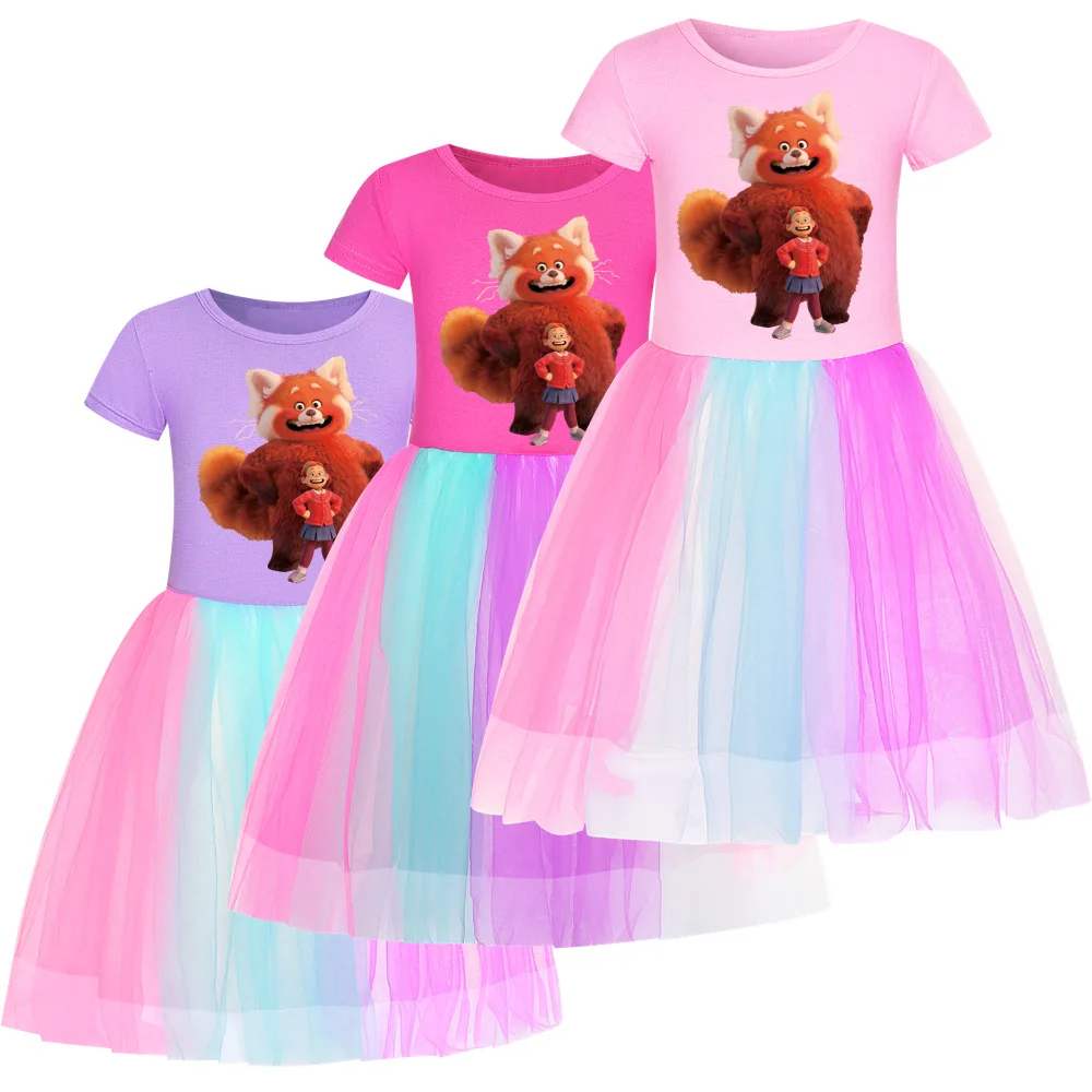 

TurningRred Dress For Kids Girl Babys Girls Summer Dress Cotton Mesh Girls Kids Clothes Casual 2-12T Printed Children's Clothing