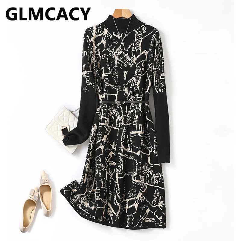 

Elegant Plus Size Knitted Sweater Dress for Women, Loose Fit