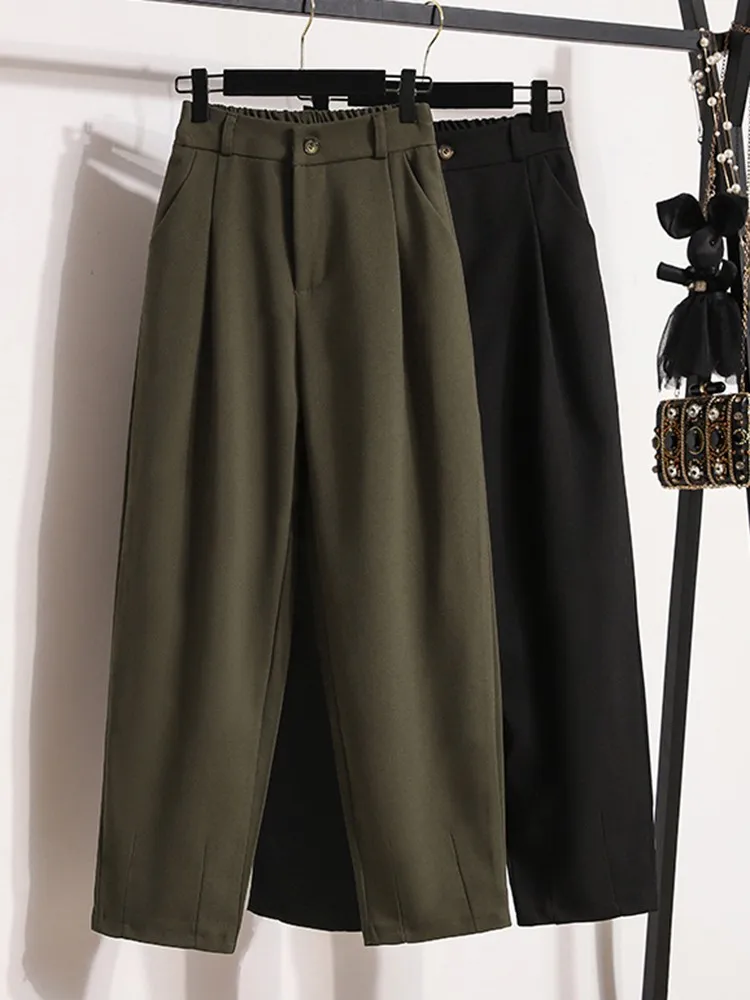 

Женские повседневные брюки с высокой талией, Новое поступление 2022, Осенние однотонные универсальные свободные женские шаровары в Корейском стиле, D2150