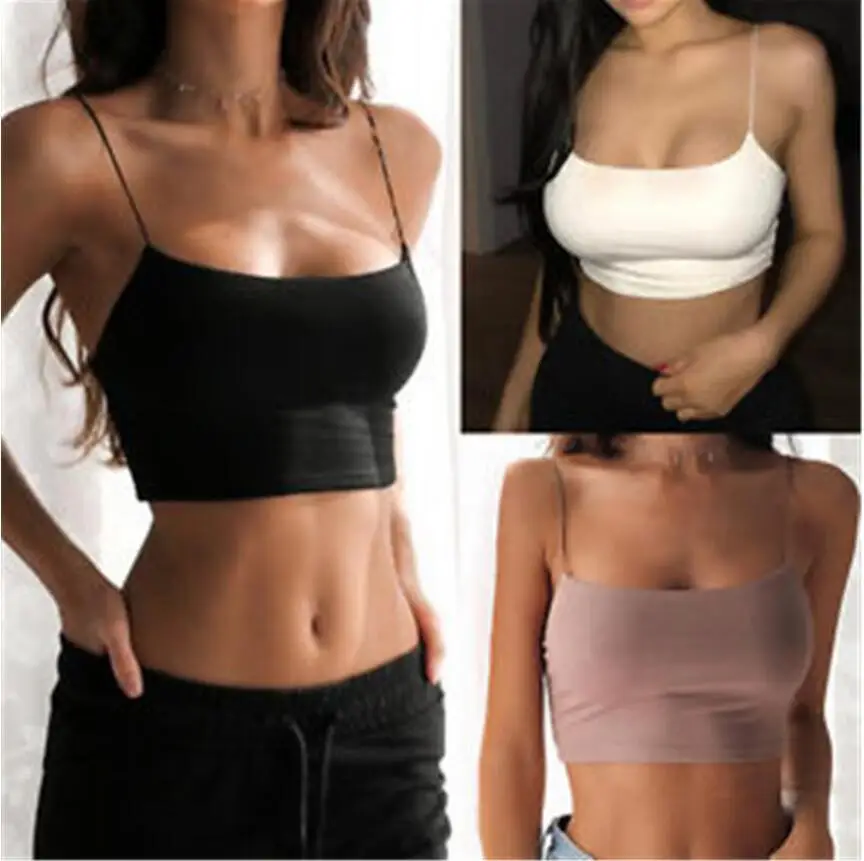 

Top Women Ladies Vest Summer Women's New Large Size Solid Color Sexy Suspenders Navel Show Back Small Vest