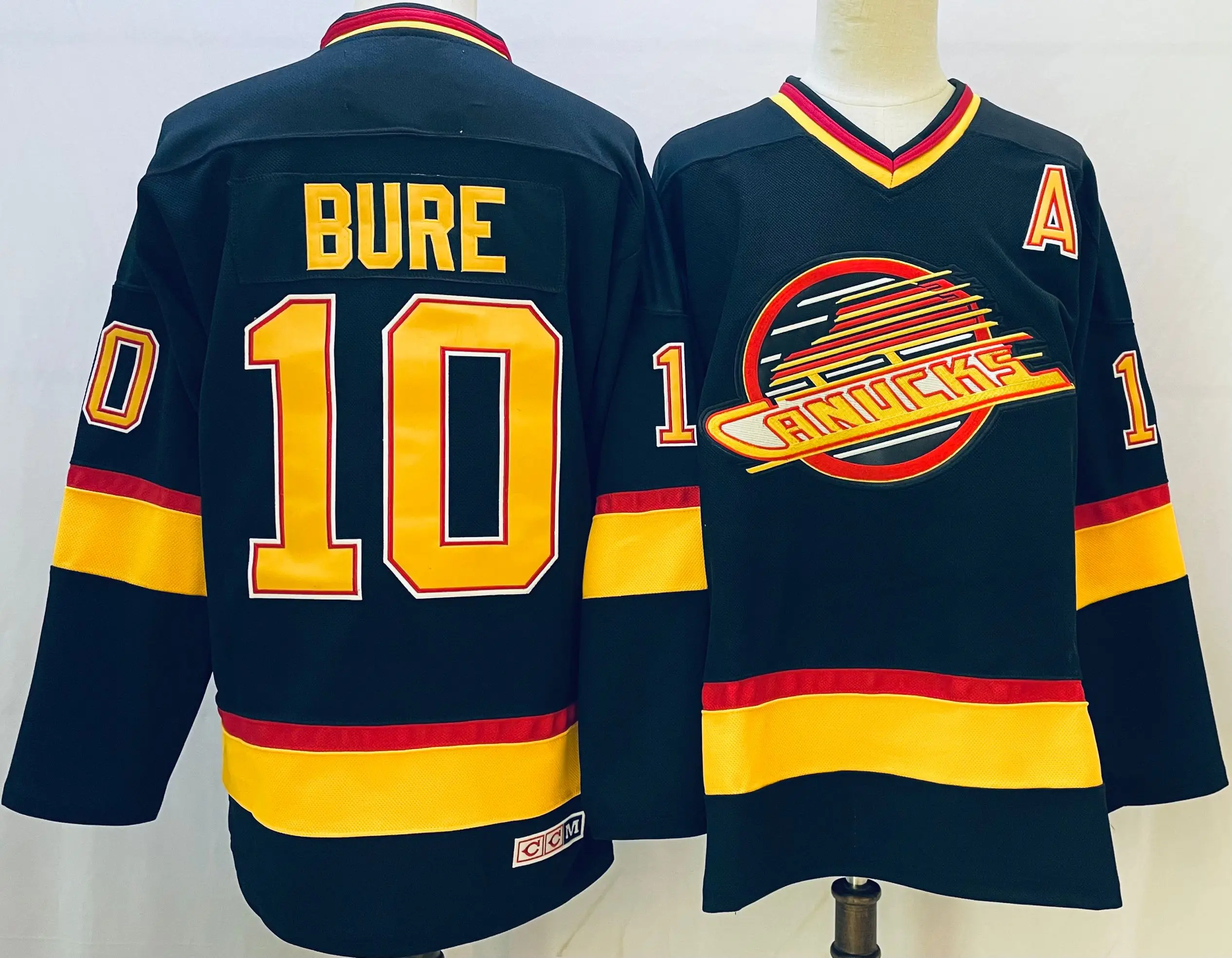 

Linden Jersey 16 Vancouver Ice Hockey Jersey 10 Bure Jersey Retro Outdoor sportswear Stitched Letters Numbers Black