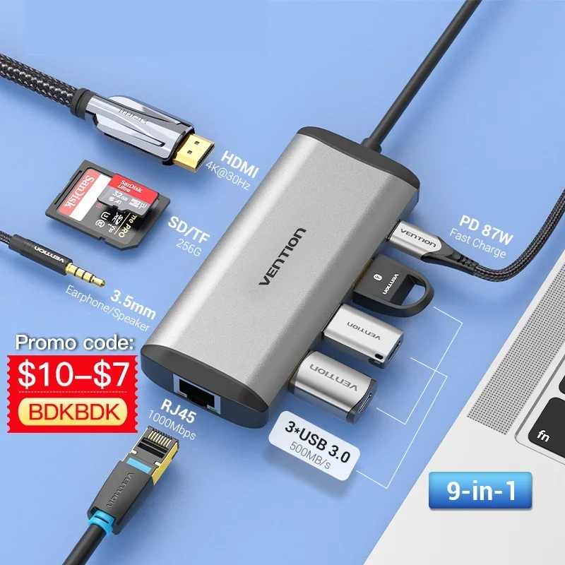 

2022 USB C HUB Type C to USB 3.0 Dock Station USB C HDMI RJ45 4K for MacBook Pro Air Accessories Type C 3.1 Splitter USB HUB